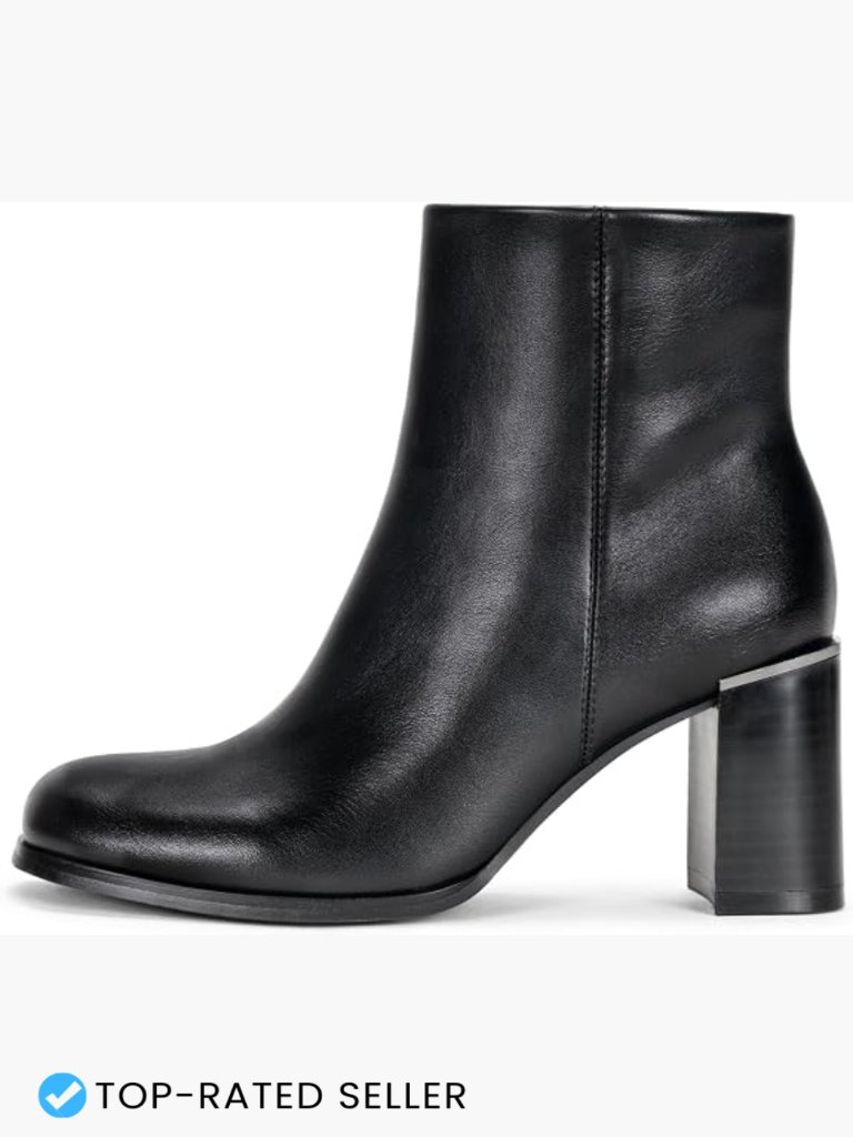 Ankle Boots Chunky Block Heeled Square Toe With Side Zipper Casual